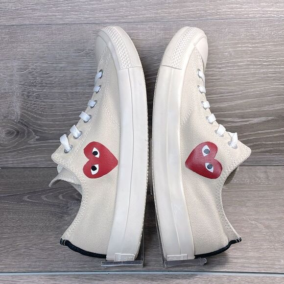 Converse Comme des Garçons Play Women’s Sz 10 Single Heart Chuck Cream Sneakers - Picture 10 of 10